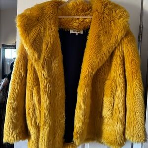 DvF Yellow Faux Fur Jacket (Big Bird)